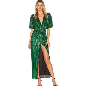 House of Harlow 1960 Revolve Sabrina dress gown emerald surplus high slit XL